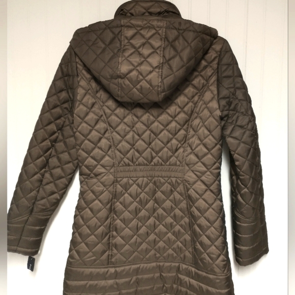 Preston & York Brown Hooded  Quilted Jacket Coat Size S ~New~ - Picture 2 of 9